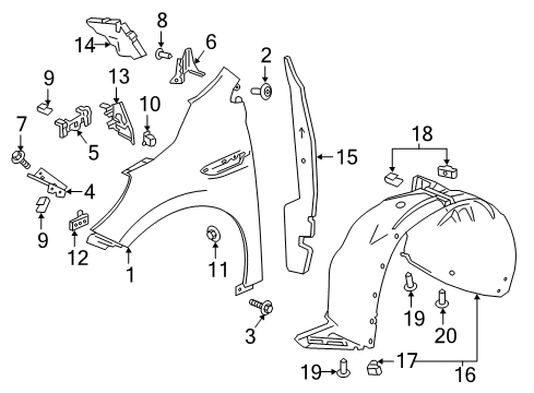 2020 Buick Enclave Fender, Front Diagram for 85546063