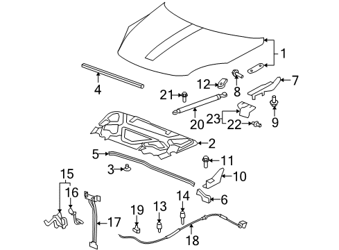 2007 Saturn Outlook Insulator Assembly, Hood Diagram for 25924420