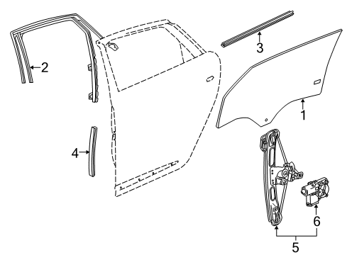 2014 Chevy Impala Rear Door - Glass & Hardware Diagram