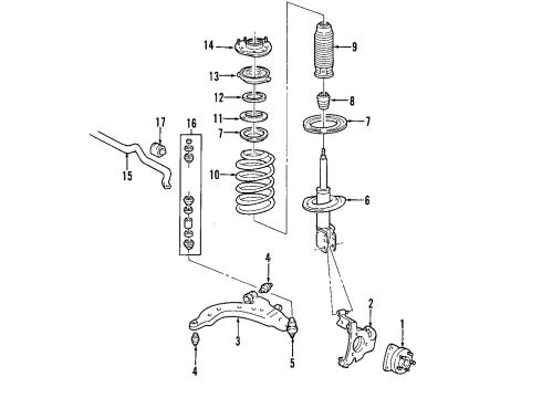 2004 Oldsmobile Silhouette Front Suspension Components, Lower Control Arm, Stabilizer Bar Diagram