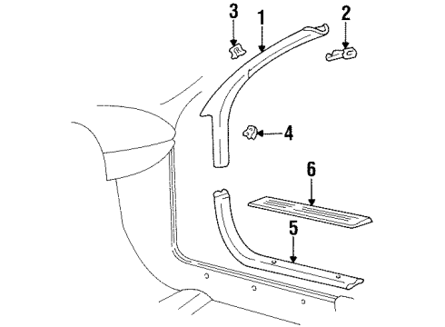 1995 Chevy Monte Carlo Molding Assembly, Windshield Side Upper Garnish *Beige Diagram for 10279855