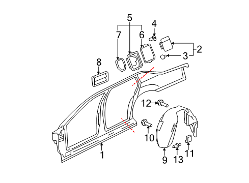 2008 Cadillac DTS Quarter Panel & Components Diagram