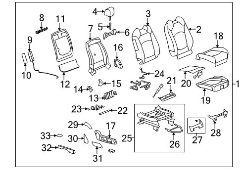 2009 Chevy Traverse Front Seat Components Diagram 2 - Thumbnail