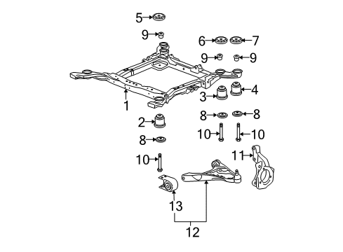 2011 Cadillac DTS Frame Assembly, Drivetrain & Front Suspension Diagram for 20772612