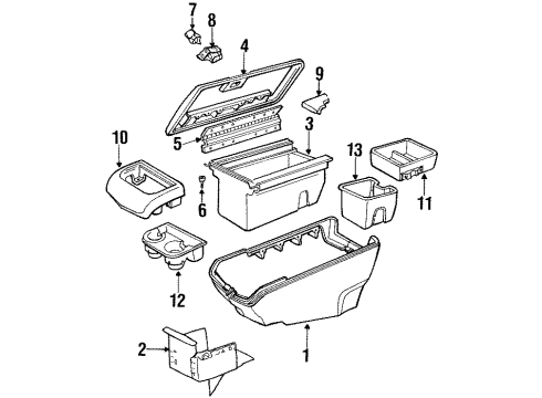 1993 Chevy K1500 Housing,Front Floor Console Diagram for 12545955