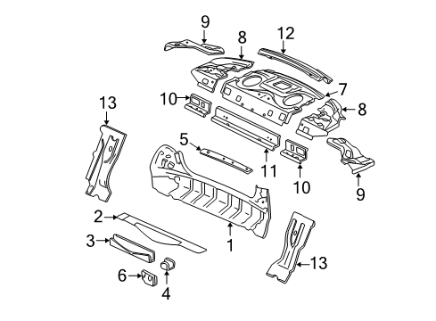 2002 Chevy Impala Extension, Rear Window Panel Diagram for 10313012