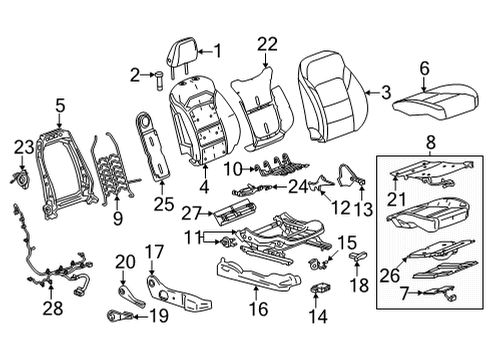 2022 Chevy Bolt EUV Passenger Seat Components Diagram 2 - Thumbnail