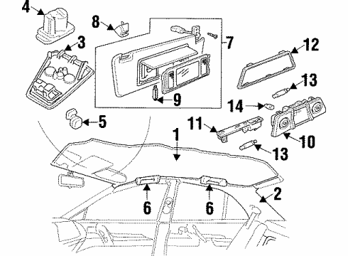 2001 Cadillac Catera Interior Trim - Roof Diagram