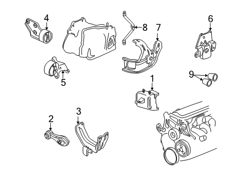 1995 Pontiac Sunfire Bracket Assembly, Engine Mount Strut Diagram for 22635413