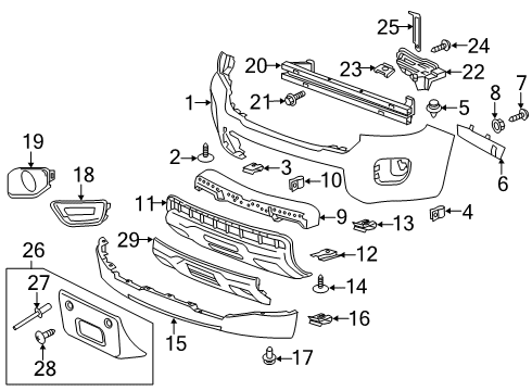 2020 GMC Canyon Plate, Front Bumper Fascia Skid Diagram for 22925741