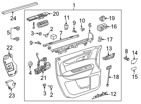 2014 Chevy Traverse Trim Assembly, Front Side Door *Ebony Diagram for 22914534