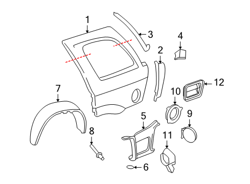 2004 Buick Rainier Filler Assembly, Body Side Outer Panel Diagram for 15201657