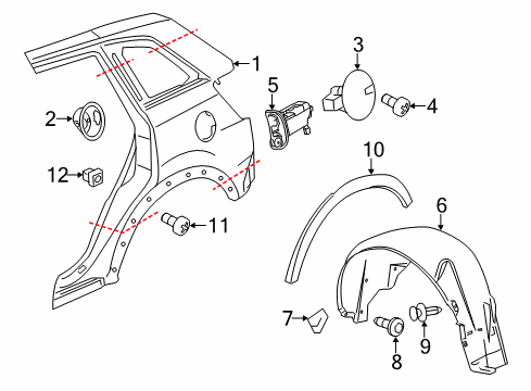 2012 Chevy Captiva Sport Bolt,Radiator Upper Grille Diagram for 94501226