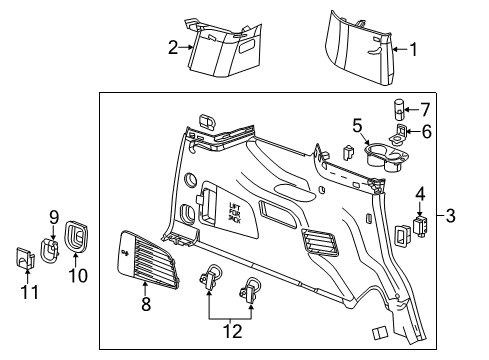 2016 Cadillac Escalade Molding Assembly, Body Rear Corner Upper Garnish *Grey R Diagram for 23260175