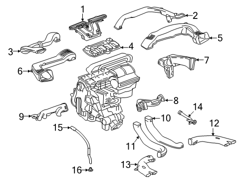 2023 Buick Enclave Duct, Floor Front Air Outlet Center Diagram for 23166057