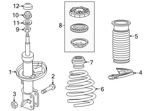 2011 Chevy Volt Struts & Components - Front Diagram