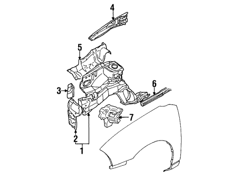 2000 Chevy Metro Shield,Engine Lower Front Splash Diagram for 30012897