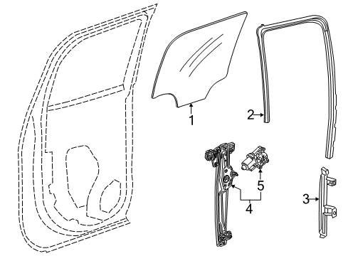 2015 Chevy Silverado 3500 HD Rear Door - Glass & Hardware Diagram 2 - Thumbnail