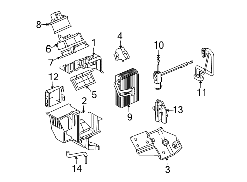 2005 Buick Terraza Case, Auxiliary A/C Evaporator & Blower Lower Diagram for 10362444