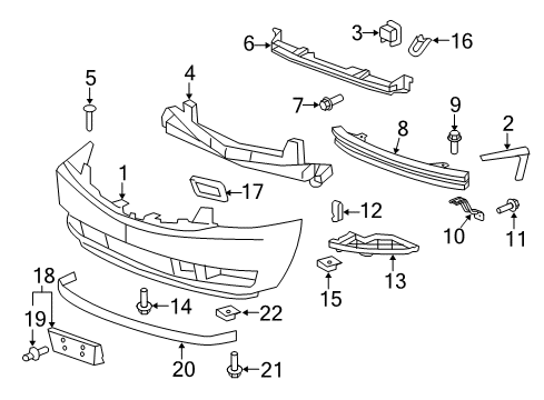 2010 Cadillac Escalade EXT Front Bumper Diagram