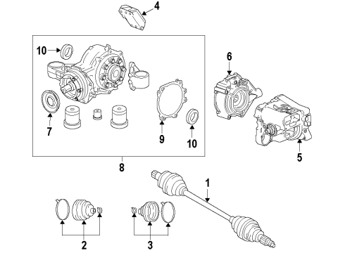 2010 Cadillac SRX Rear Axle, Axle Shafts & Joints, Differential, Drive Axles, Propeller Shaft Diagram