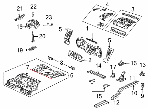 1999 Buick Regal Rear Body Panel, Floor & Rails Diagram