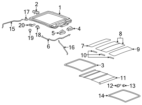 2007 Saturn Aura Bracket, Sun Roof Module Diagram for 15266370