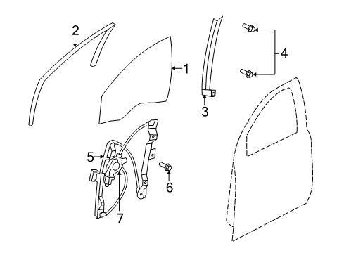 2008 Pontiac G8 Front Door - Glass & Hardware Diagram