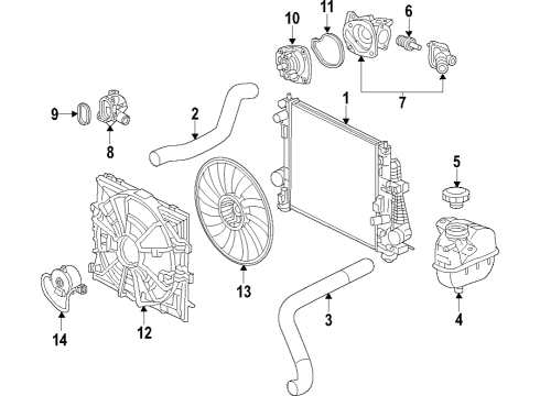 2019 Cadillac CT6 Shroud, Eng Cool Fan Diagram for 84109931