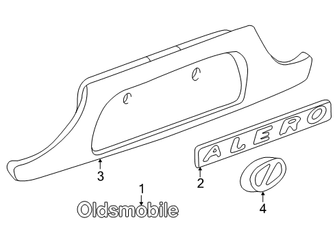 1999 Oldsmobile Alero Rear Compartment Lid Emblem Diagram for 22655988