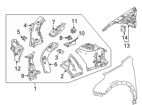 2023 Cadillac XT4 Structural Components & Rails Diagram 1 - Thumbnail