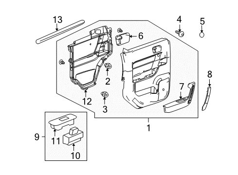 2009 Hummer H3T Rear Door Diagram 2 - Thumbnail