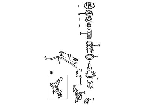 2007 Pontiac G5 Front Suspension, Control Arm, Stabilizer Bar Diagram 2 - Thumbnail