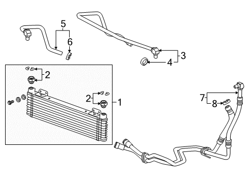 2013 Cadillac ATS Engine Oil Cooler Outlet Pipe Assembly Diagram for 22966154