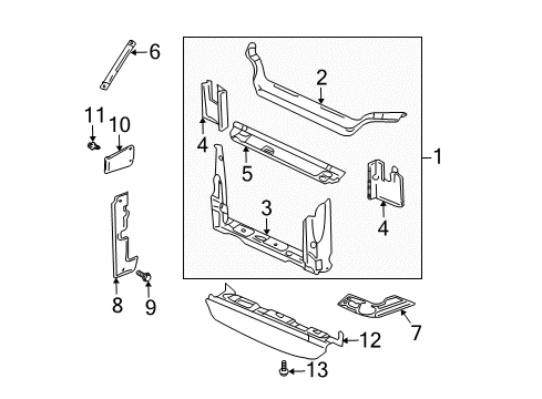 2001 Pontiac Aztek Radiator Support Diagram