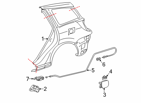 2005 Pontiac Vibe Quarter Panel & Components Diagram