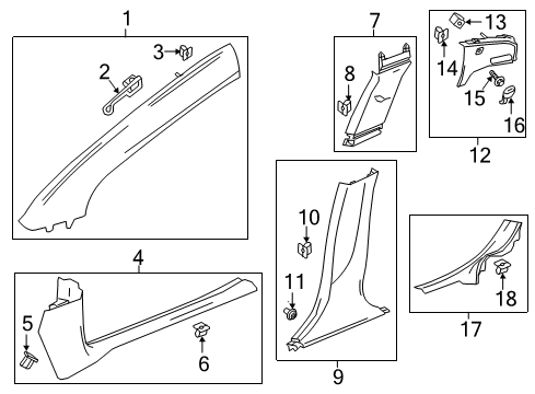 2016 Chevy Volt Panel Assembly, Body Lock Pillar Trim *Black Diagram for 23394643