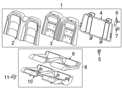 2020 Chevy Camaro Rear Seat Components Diagram 1 - Thumbnail