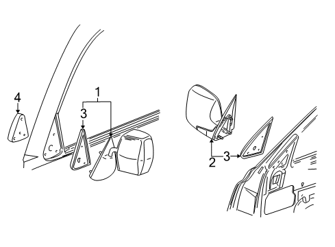 2003 Cadillac Escalade ESV Outside Mirrors Diagram 1 - Thumbnail