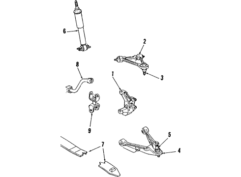 1996 Chevy Corvette Front Suspension, Control Arm Diagram 1 - Thumbnail