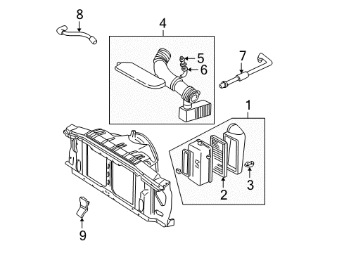 1995 Chevy S10 Deflector, Front Air Intake Duct Diagram for 15689538