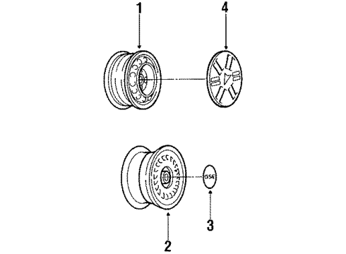 1990 Pontiac LeMans Wheel Trim Cover(Silver)(N00&PX6-2G5) Diagram for 90240469