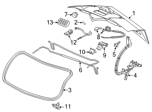 2014 Cadillac CTS Rod, Rear Compartment Lid Hinge Torque Diagram for 25816311