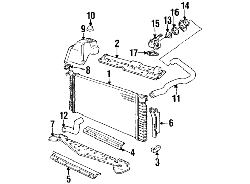 1992 Cadillac Eldorado Seal, Radiator Air Upper Diagram for 3530638