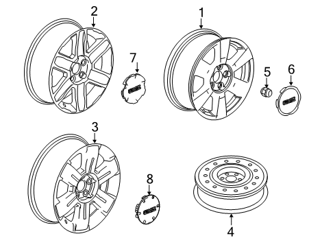 2012 GMC Terrain Wheel Rim,17X7<Use 10B 3441B/3442B/3442D/3442F/4049B> Diagram for 9597710