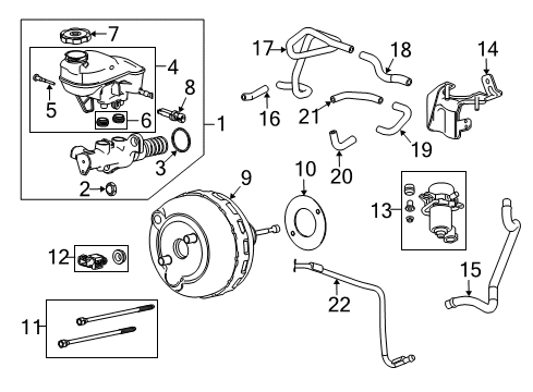 2011 Cadillac SRX Hose Assembly, Power Brake Booster Vacuum Diagram for 20791967