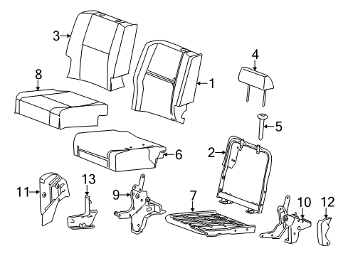 2012 Chevy Silverado 2500 HD Rear Seat Components Diagram 1 - Thumbnail