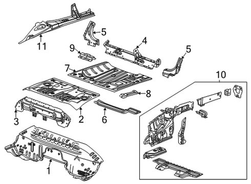 2022 Chevy Trailblazer Rear Floor & Rails Diagram