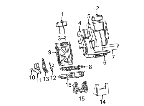 2004 Chevy Trailblazer EXT Bracket Asm,Rear Seat 35% Tumble Diagram for 88983555