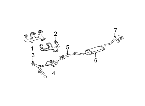 1998 Chevy K1500 3-Way Catalytic Convertor Assembly (W/ Exhaust Rear Man Diagram for 25170656